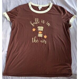 Lularoe Sz 3XL Women's Tshirt "Fall Is In The Air" Short Sleeves Maroon PreOwned